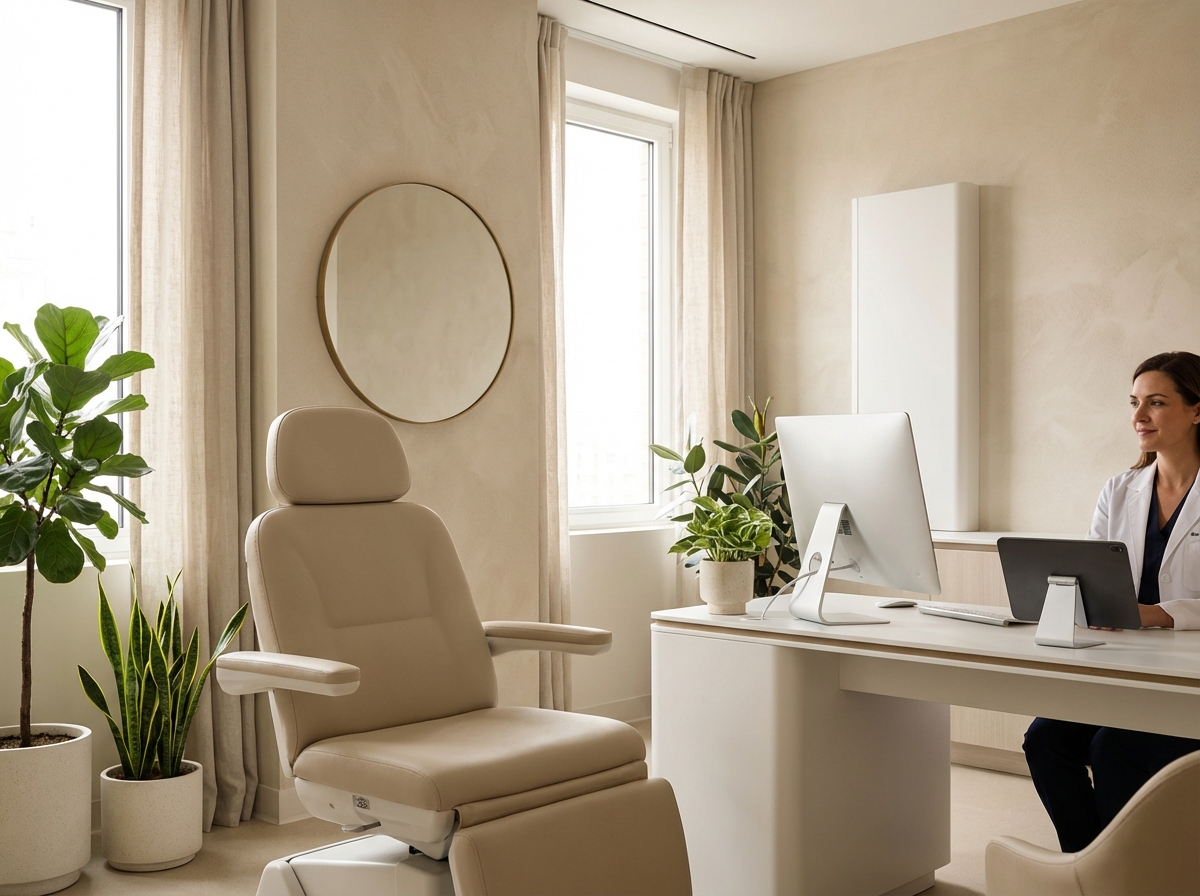 Professional consultation room representing eyebrow transplant recovery and results care setting