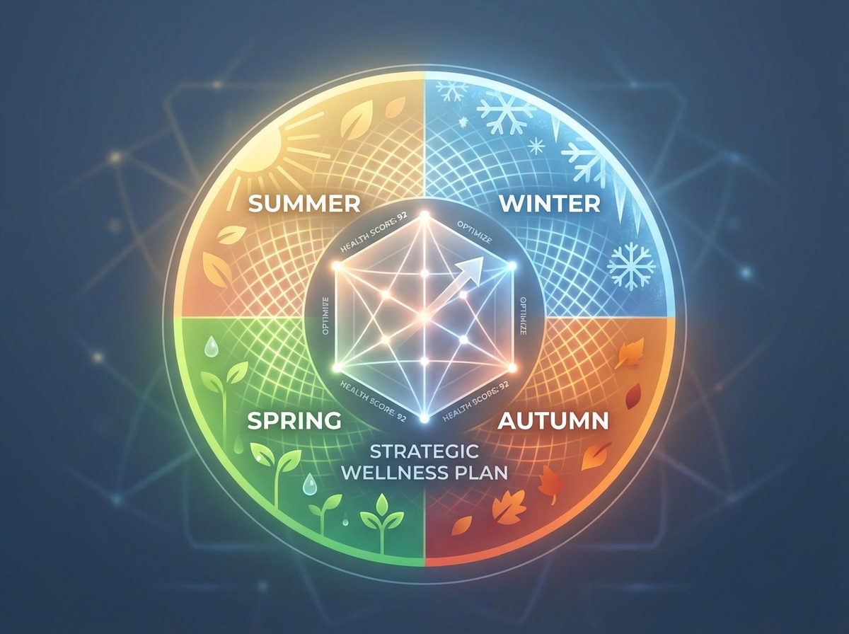 Four-season scoring matrix illustration for hair transplant seasonal timing best practices planning guide
