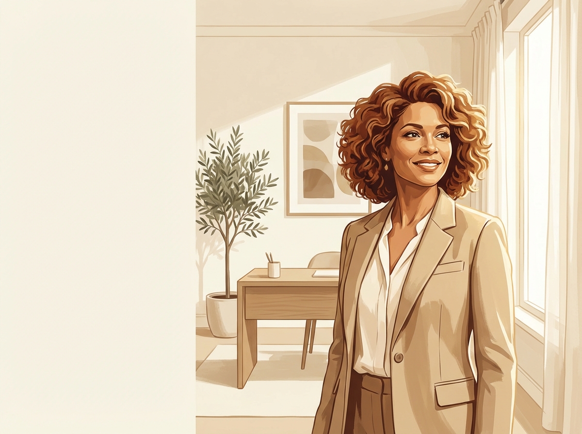 Confident woman with healthy full hair representing female pattern baldness treatment options and personalized care