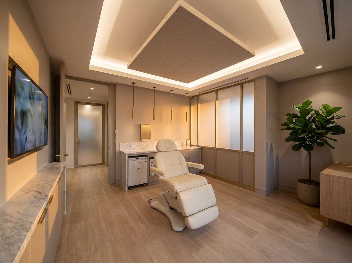 Modern hair restoration state of the art facility interior with premium clinical design and calming ambiance