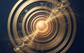 Conceptual illustration representing 100 years of combined hair transplant surgeon experience through layered golden rings of expertise