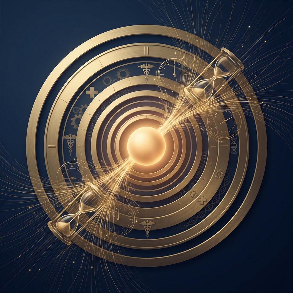 Conceptual illustration representing 100 years of combined hair transplant surgeon experience through layered golden rings of expertise