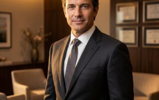 Confident professional man with natural full hair representing successful results from a hair restoration surgeon for celebrity clients