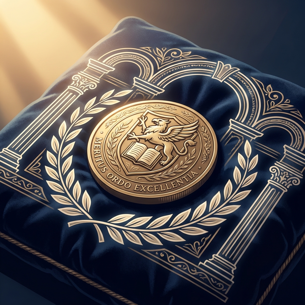 Prestigious gold honor medallion symbolizing hair transplant surgeon Italian Society membership peer-voted recognition