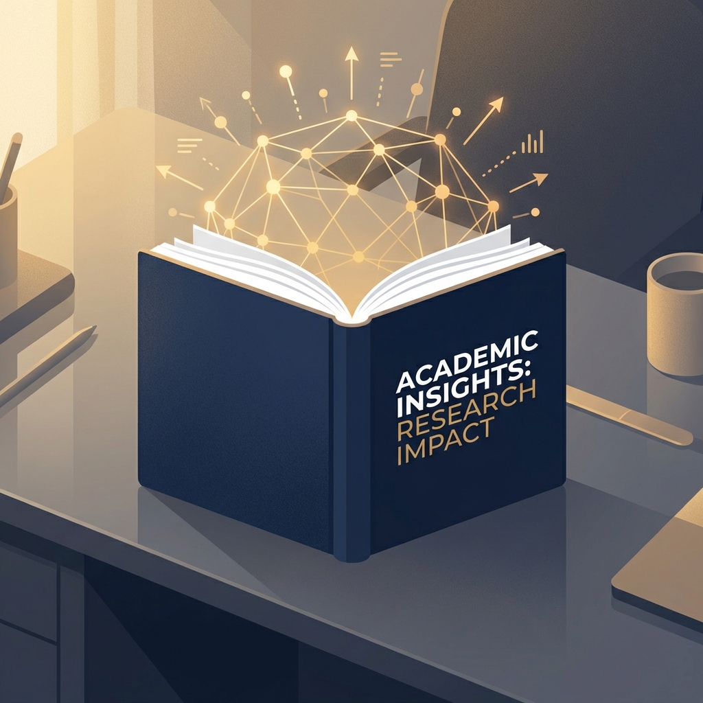 Illustration of medical journal with citation network symbolizing a hair restoration surgeon's publication record and research impact