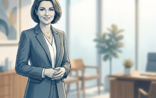 Confident person in a modern Minnesota hair loss treatment medical evaluation consultation room with warm professional lighting.