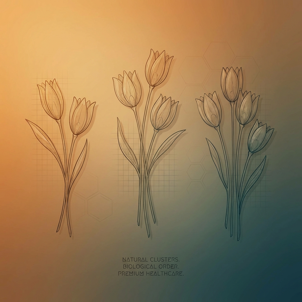 Stylized illustration of natural follicular unit groupings representing follicular unit integrity natural grouping principles