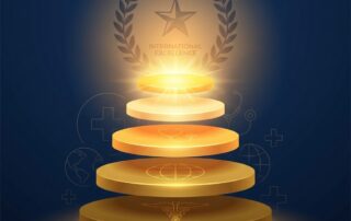 Five-tier golden hierarchy representing hair restoration surgeon international recognition levels and peer validation