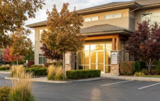 Welcoming office park entrance representing Eagan hair transplant office location directions on Cliff Drive
