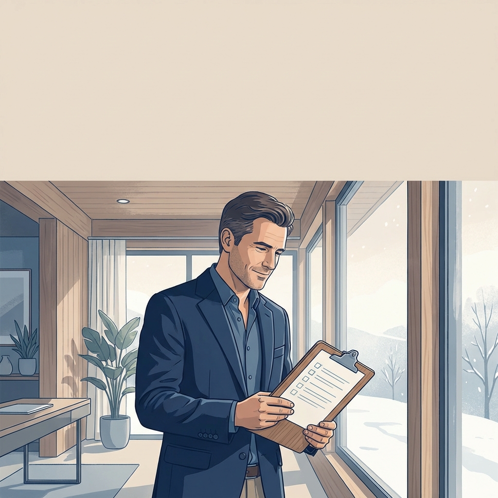 Man reviewing Minnesota hair restoration all inclusive pricing checklist in a modern consultation office