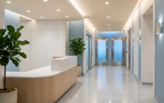 Modern Minnesota hair loss clinic state of art dual surgical suite corridor with premium medical facility design