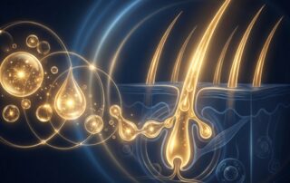 Stylized illustration representing the PRP hair loss treatment preparation protocol stages from plasma to follicle renewal