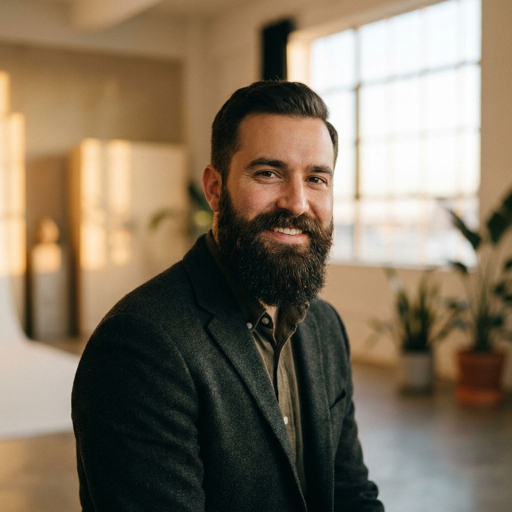 Confident man with a full, well-groomed beard — beard transplant for men with patchy facial hair