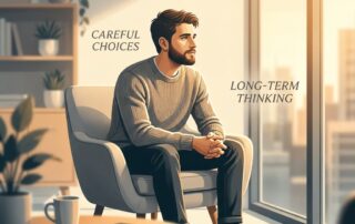 Young man thoughtfully considering hair transplant risks in his 20s during a consultation