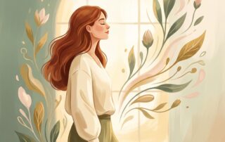 Woman with healthy flowing hair looking serene and confident, symbolizing recovery from hair loss from thyroid disease treatment