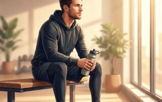 Fit man resting in gym, thoughtfully considering when he can exercise after hair transplant surgery