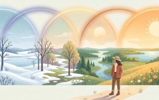 Seasonal UV exposure illustration showing Minnesota climate transitions and hair transplant sun exposure restrictions protection concept.