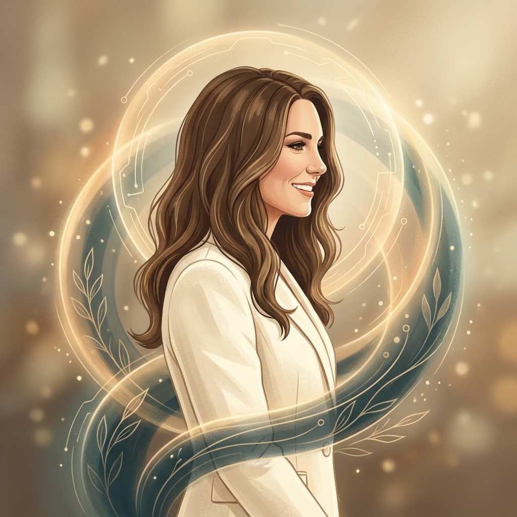 Confident woman with healthy hair surrounded by glowing diagnostic layers representing a female hair loss causes diagnosis approach