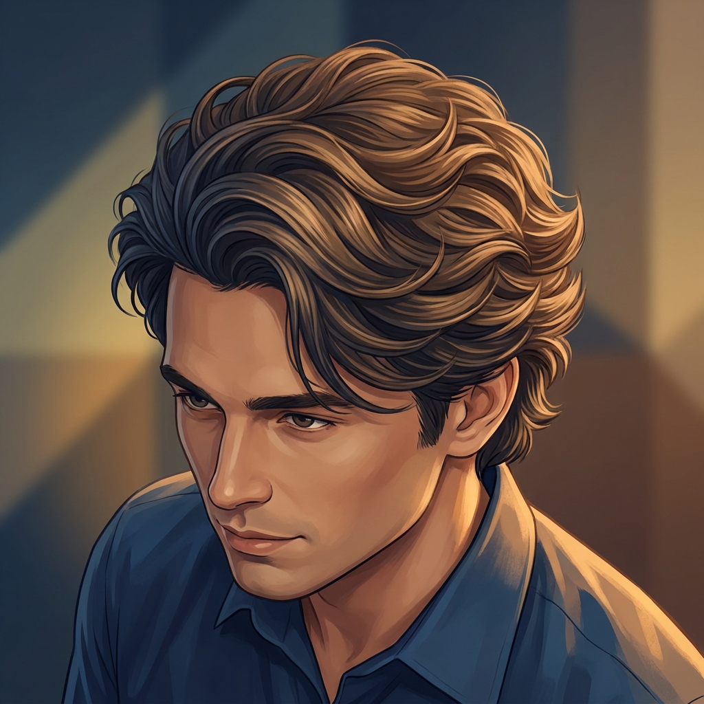 Man with naturally dense, directionally grown hair illustrating the importance of hair transplant recipient site angle and direction