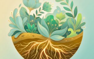 Conceptual illustration of healthy scalp conditions for hair transplant preparation, showing thriving roots in nourished soil