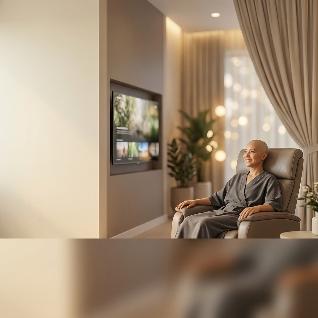 Relaxed patient comfortably awake during a sedation-free hair transplant procedure in a modern clinic