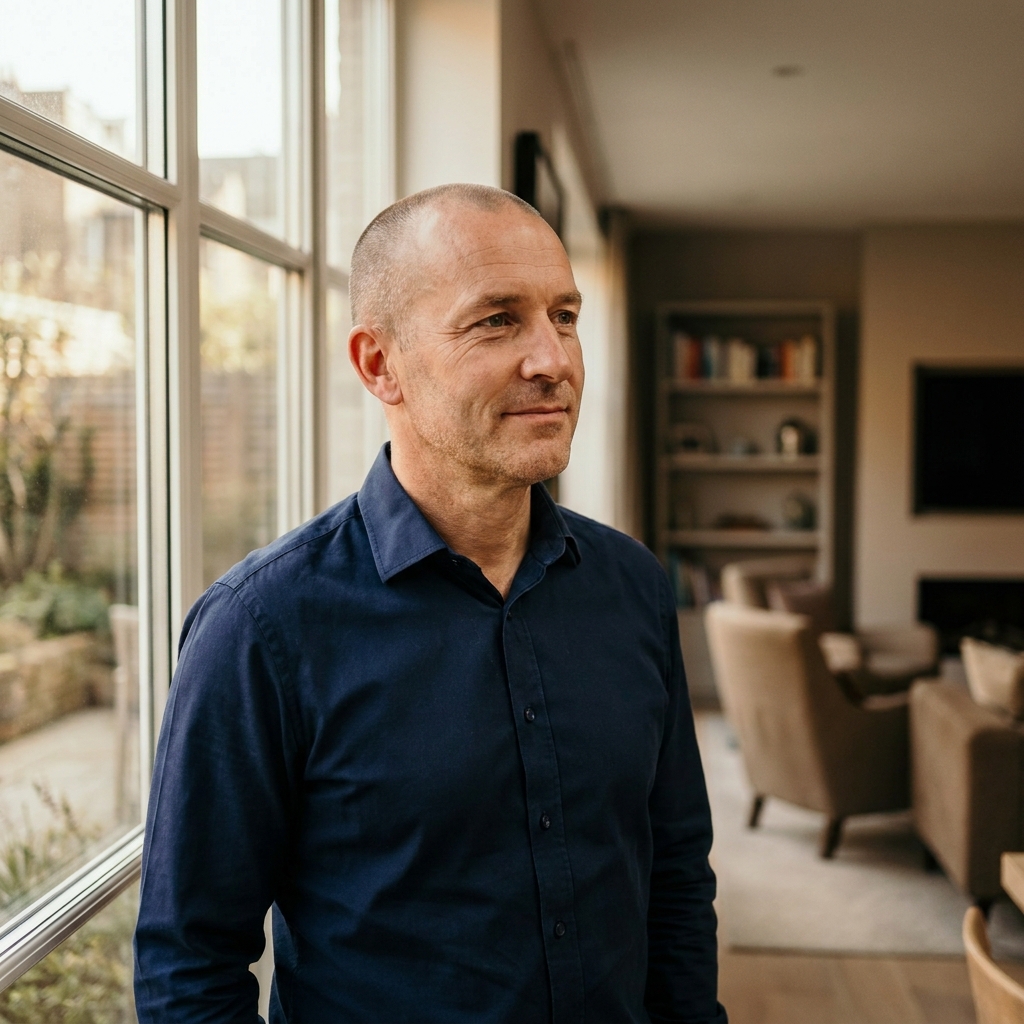Confident man with shaved head considering scalp micropigmentation realistic expectations men should know