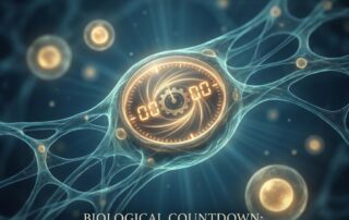 Conceptual illustration of a glowing biological clock representing hair transplant out of body graft time importance and cell survival