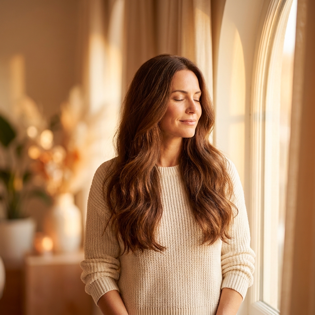 Confident woman under 40 with healthy hair, representing hope and solutions for hair loss causes in women