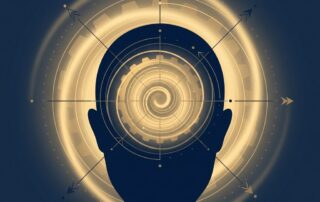 Conceptual illustration of crown hair transplant restoration challenges showing whorl pattern planning from above
