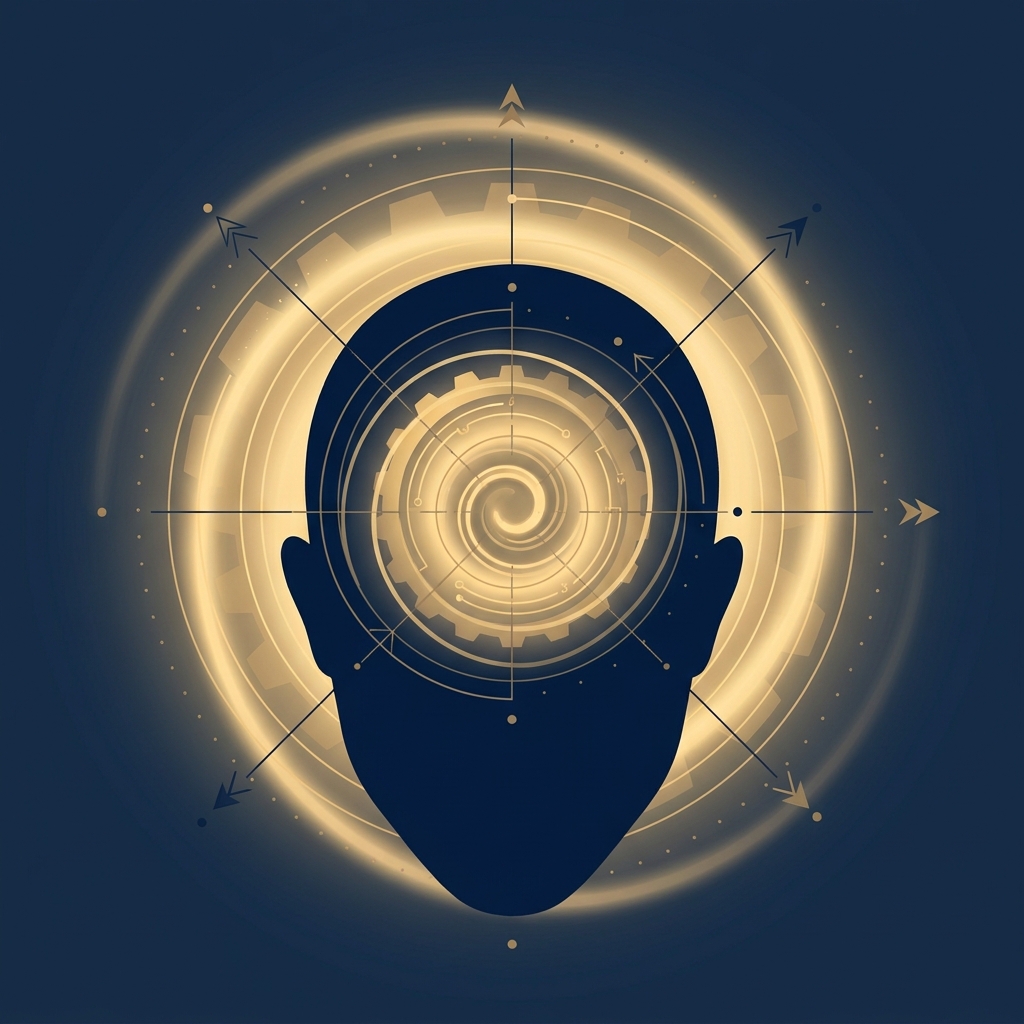 Conceptual illustration of crown hair transplant restoration challenges showing whorl pattern planning from above