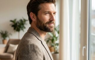 Confident man with healthy full hair representing successful hair transplant post op care instructions week by week recovery journey