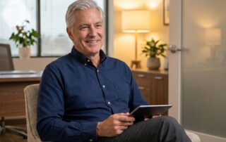 Confident older man smiling, representing realistic hair loss treatment options for men over 60