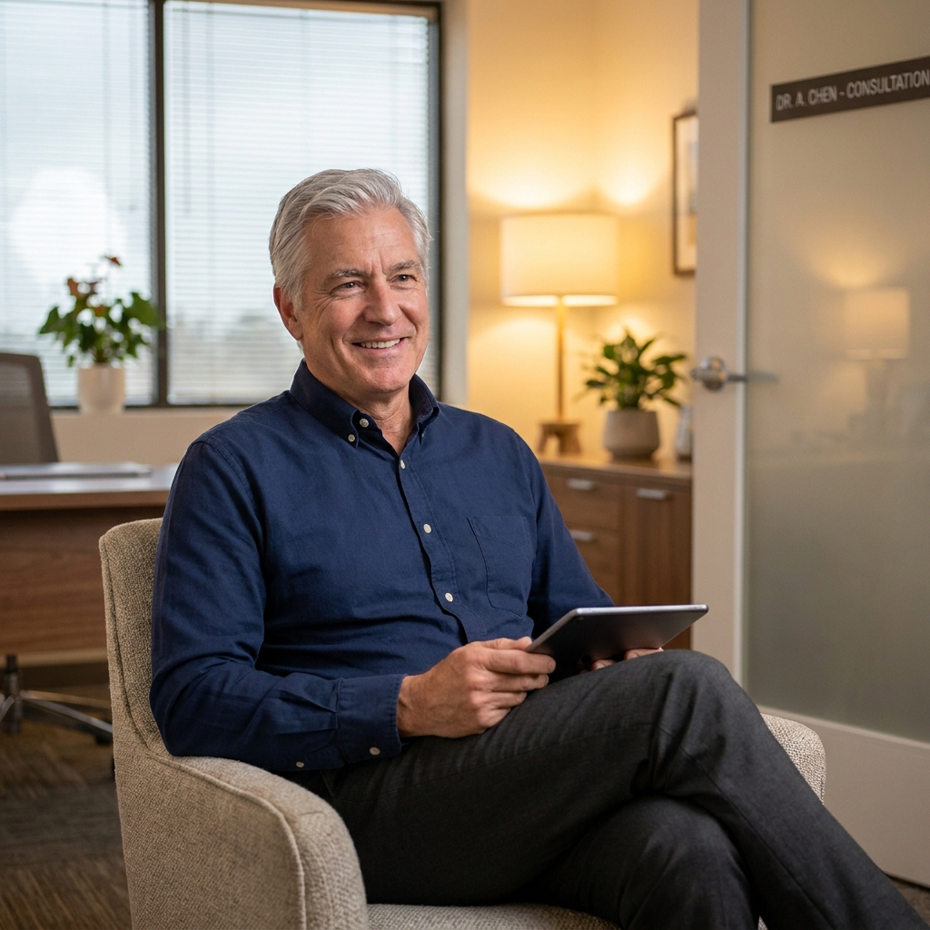 Confident older man smiling, representing realistic hair loss treatment options for men over 60