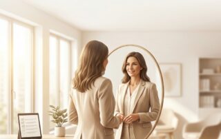 Confident person in modern hair restoration clinic reviewing credentials — affordable hair transplant quality what to look for