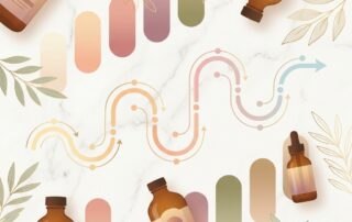 Hair dye products and color timeline illustration representing safe hair transplant coloring and dyeing hair after surgery