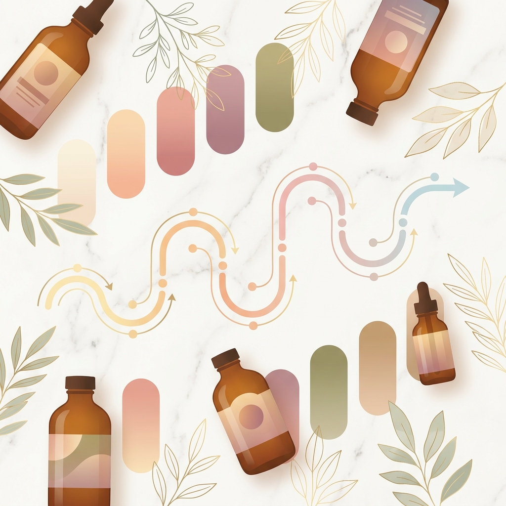 Hair dye products and color timeline illustration representing safe hair transplant coloring and dyeing hair after surgery
