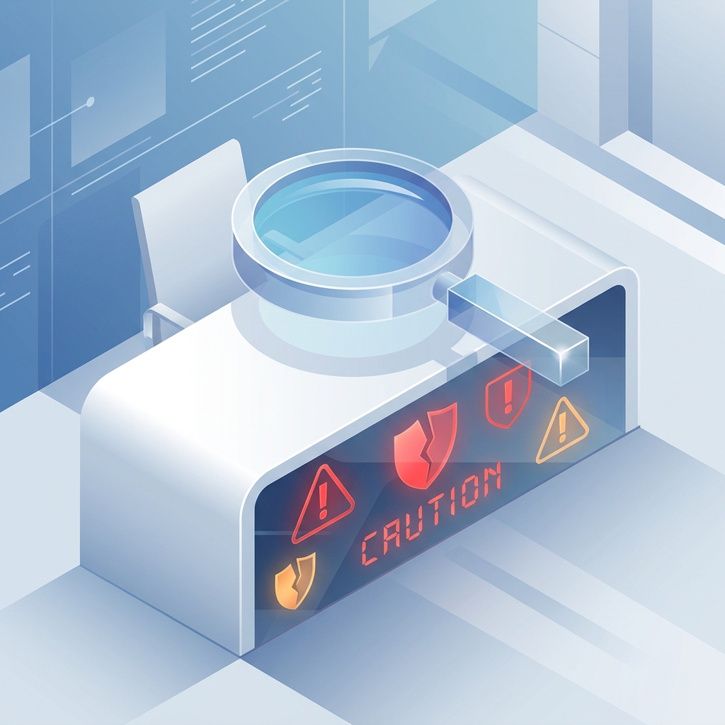 Magnifying glass revealing hair transplant red flags — what to avoid in a clinic before committing