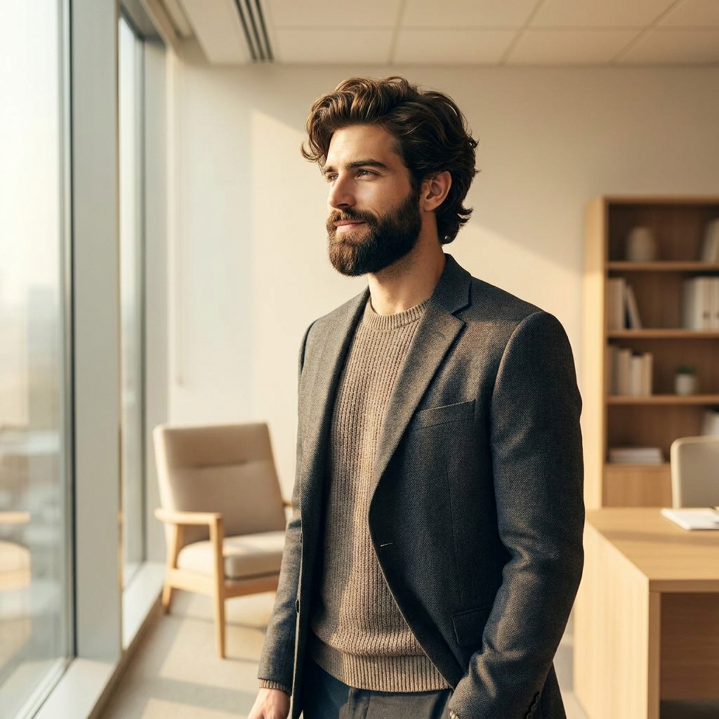 Young man confidently planning ahead for hair transplant future loss, representing long-term hair restoration strategy for young patients.