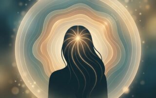 Conceptual illustration representing Ludwig scale female hair loss classification with radiant crown imagery and tonal gradient rings