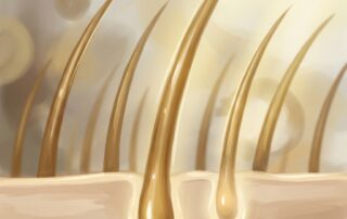 Illustration of natural hair growth representing hair transplant trichophytic closure outcomes and FUT scar healing