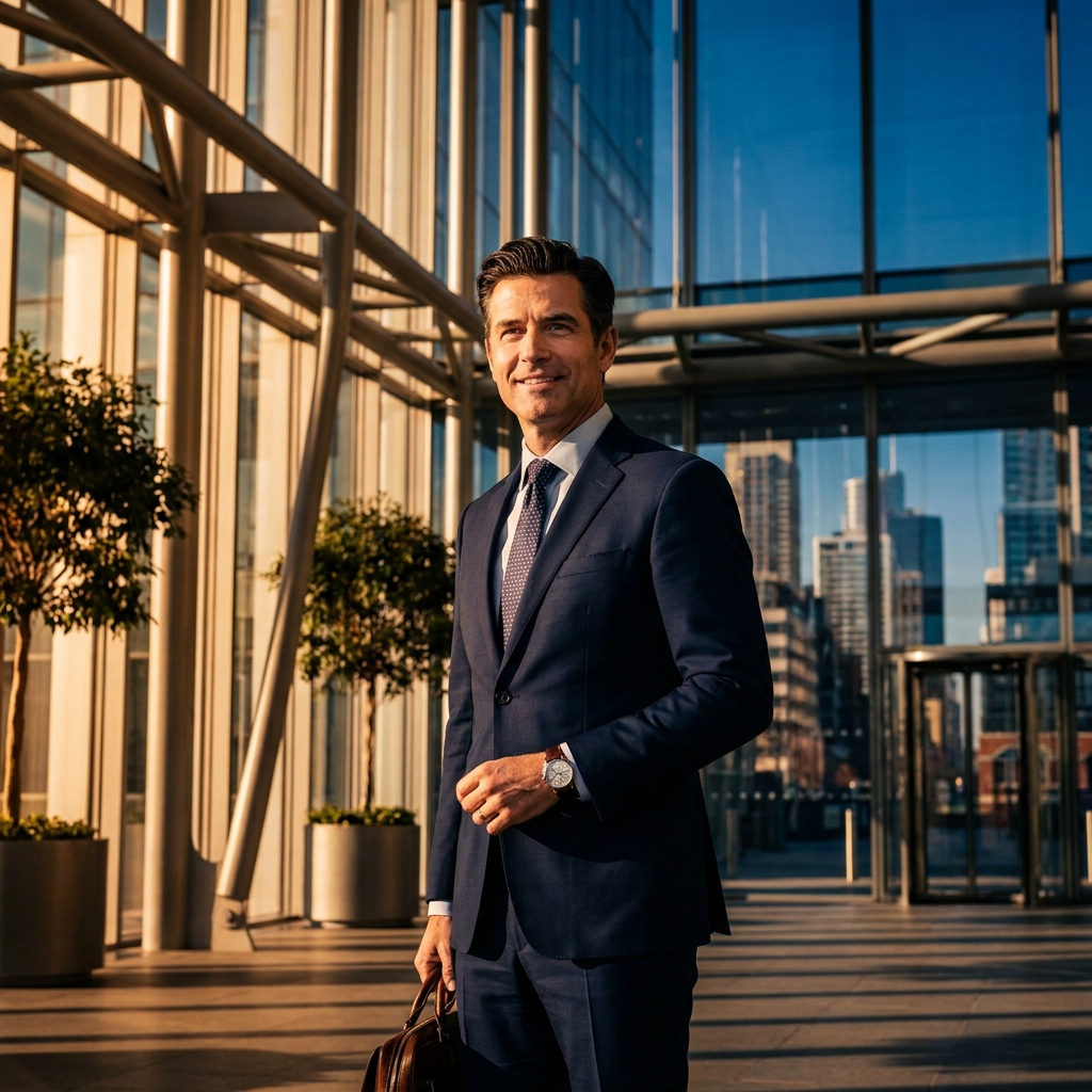 Confident professional man representing the long-term value and ROI of hair restoration investment over 30 years