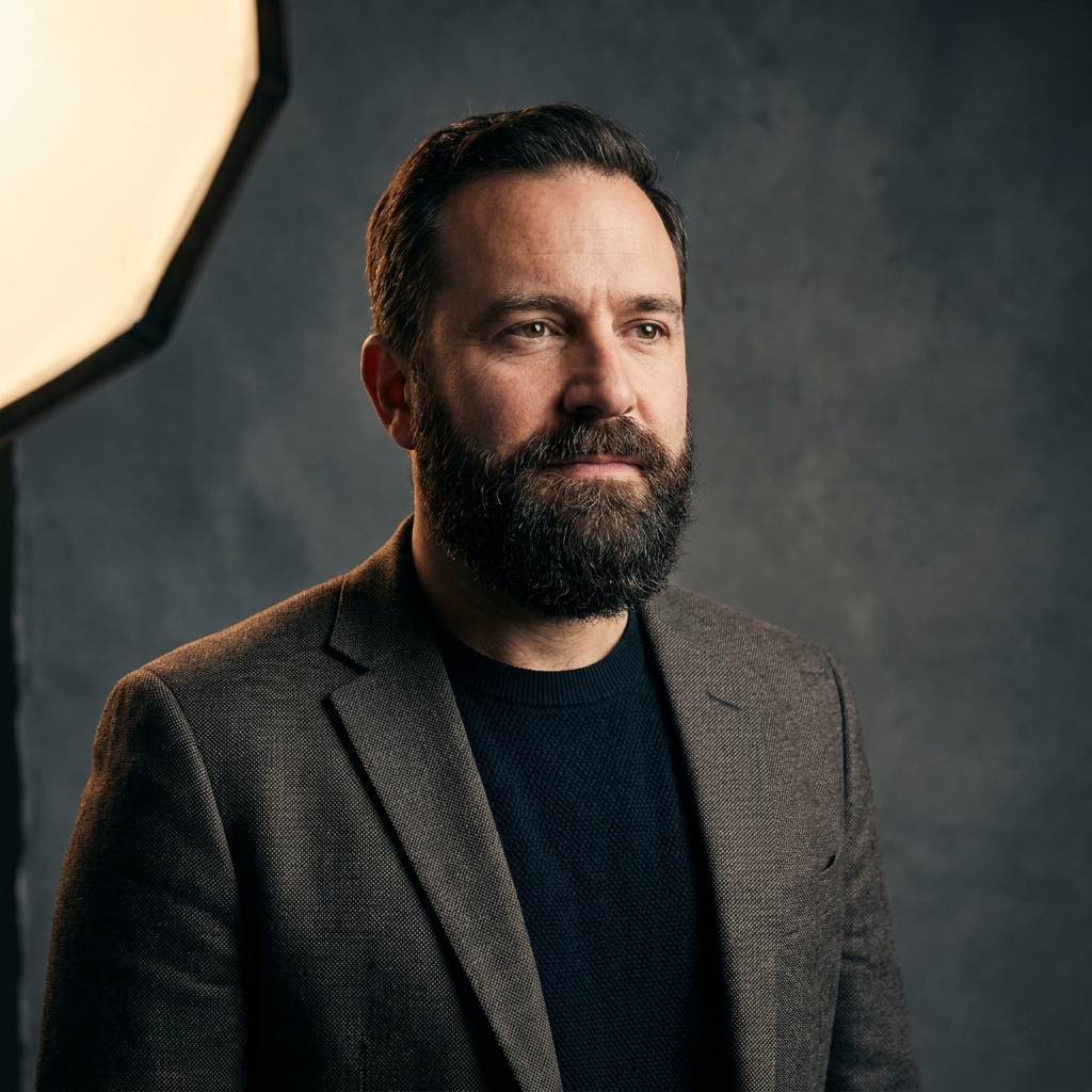 Confident man with a full natural beard, representing the aspirational results of an FUE beard transplant procedure.