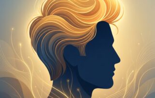 Conceptual illustration showing hair density changes over time, representing what happens to non-transplanted hair after a hair transplant