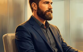 Confident man with full, natural-looking beard illustrating beard hair transplant before and after results