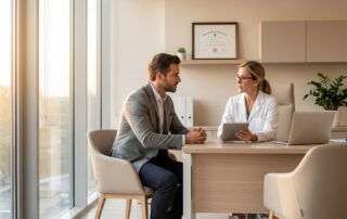 Consultation with a trusted hair transplant surgeon in a modern medical office